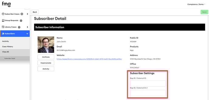 ComplianceAdminSubscriberSettings