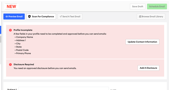 NewEmailBannerRequiredItems
