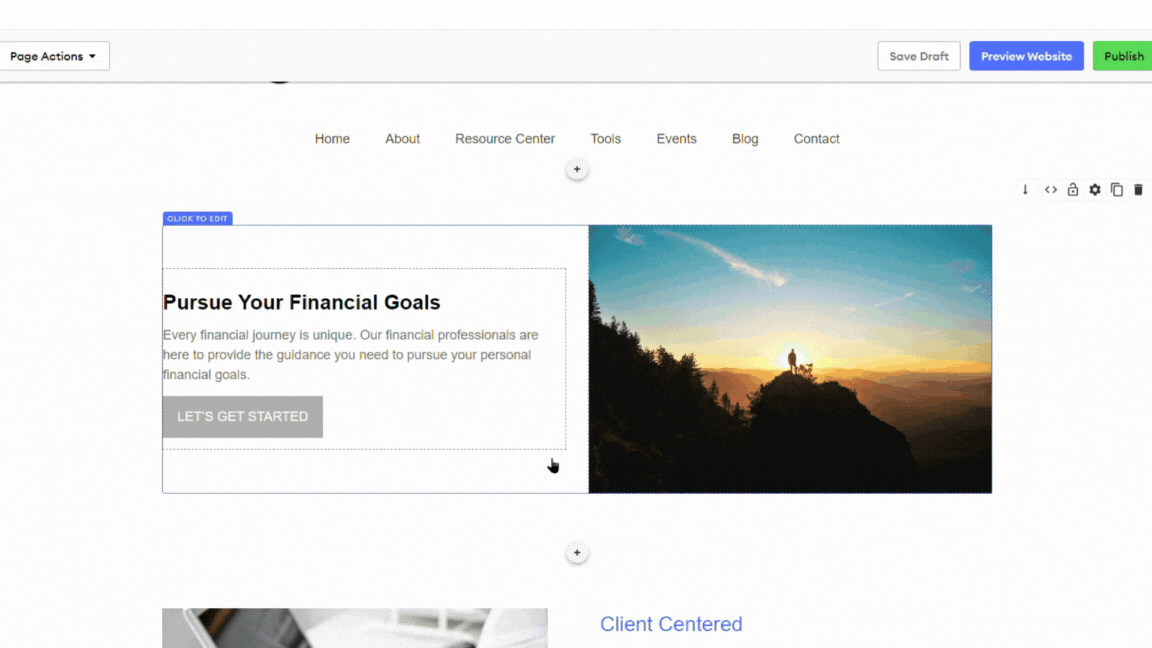 Adding a Call to Action Section to a Page