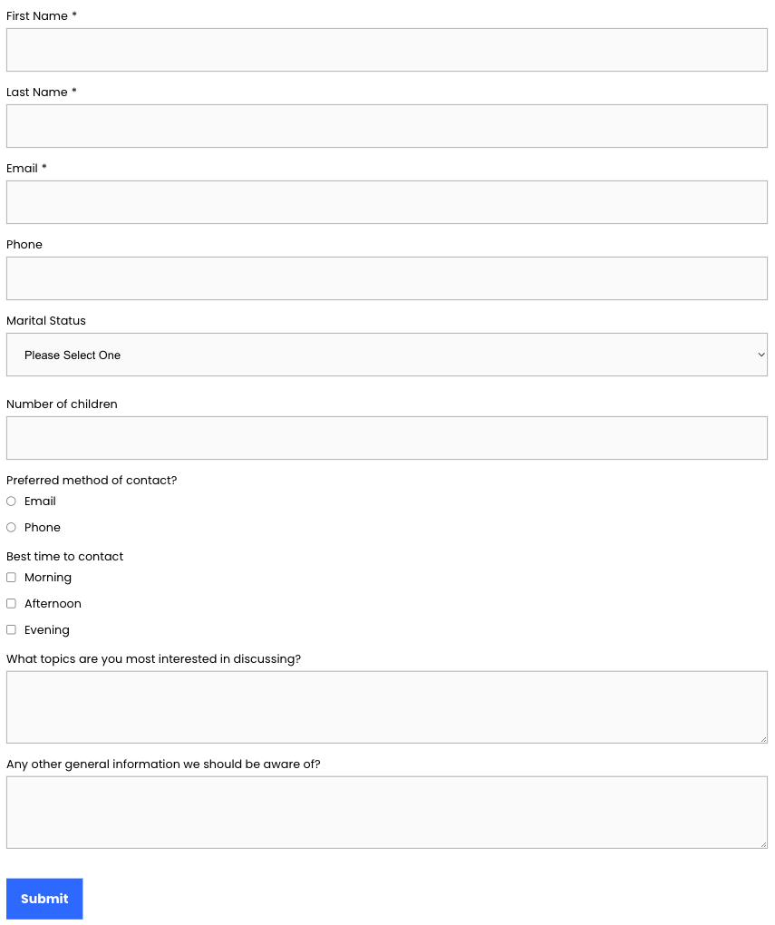 Adding a Form to a Page